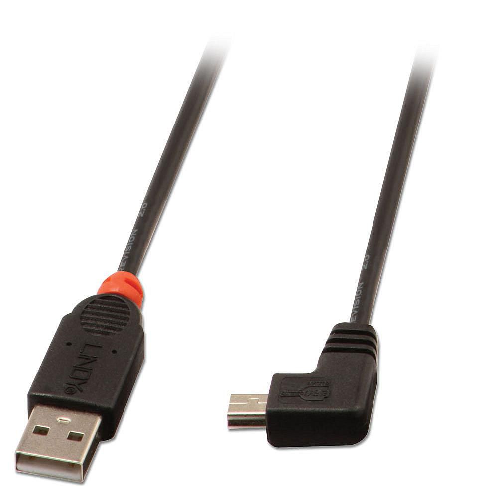 Lindy USB 2.0 Kabel Typ A/Mini-B 90° gewinkelt, 0,5m