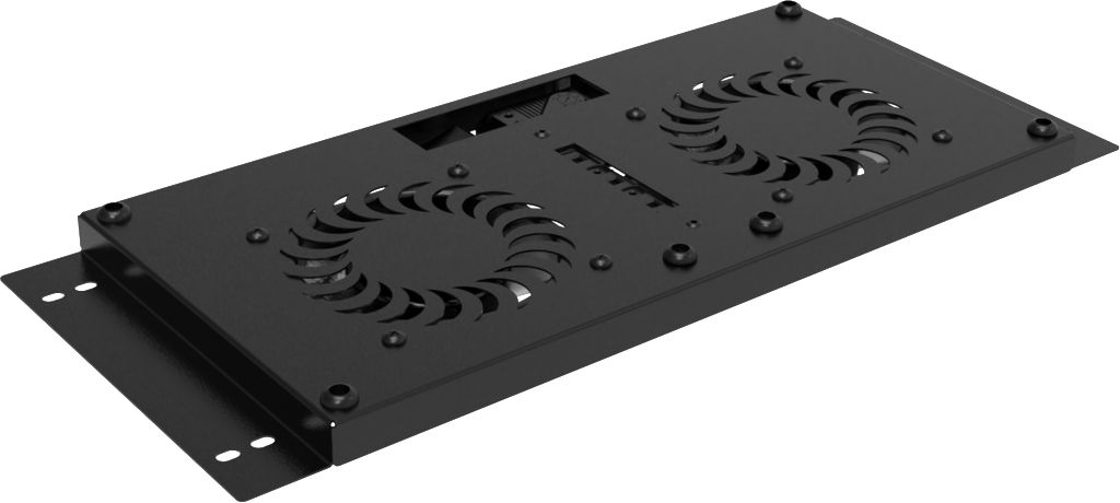 IP55 2+2 Fans Analog Thermostat Rack Mount Fan Module - Black