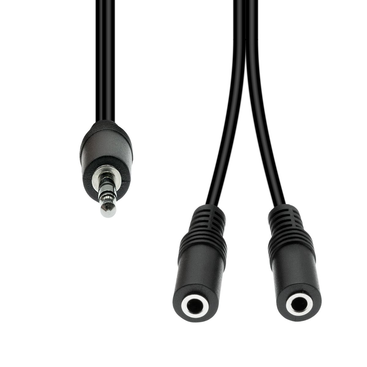 Mini-Jack 3-Pin to 2x 2-Pin Cable - Male to Female - 20cm - Black