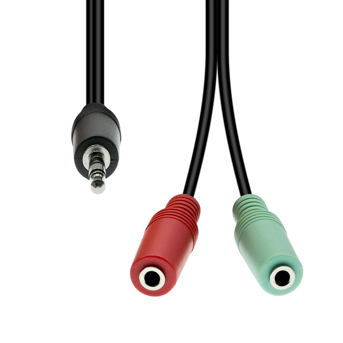 Mini-Jack 4-Pin to 2x 3-Pin Cable - Male to Female - 30cm - Black