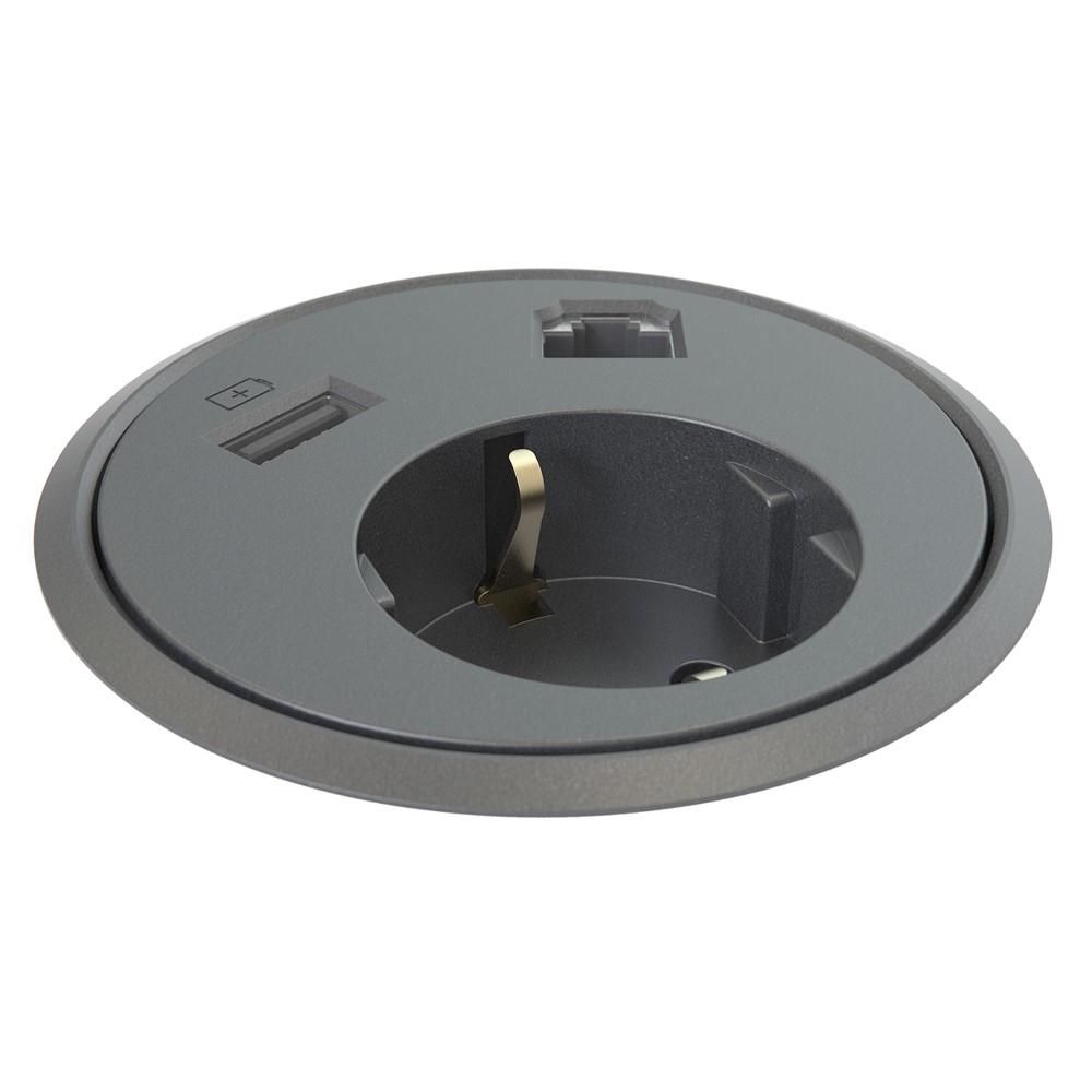 12 - 1 socket type F, 1 USB-A charger