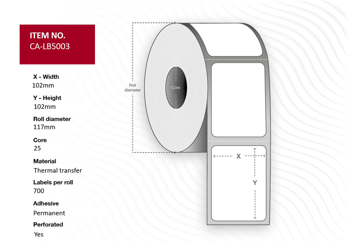 Label 102x102, Core 25,