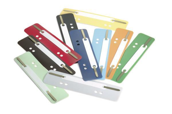 DURABLE Heftstreifen Flexi, 38 x 150 mm, farbig sortiert mit Metallzunge, starke PP-Deckleiste, Loch