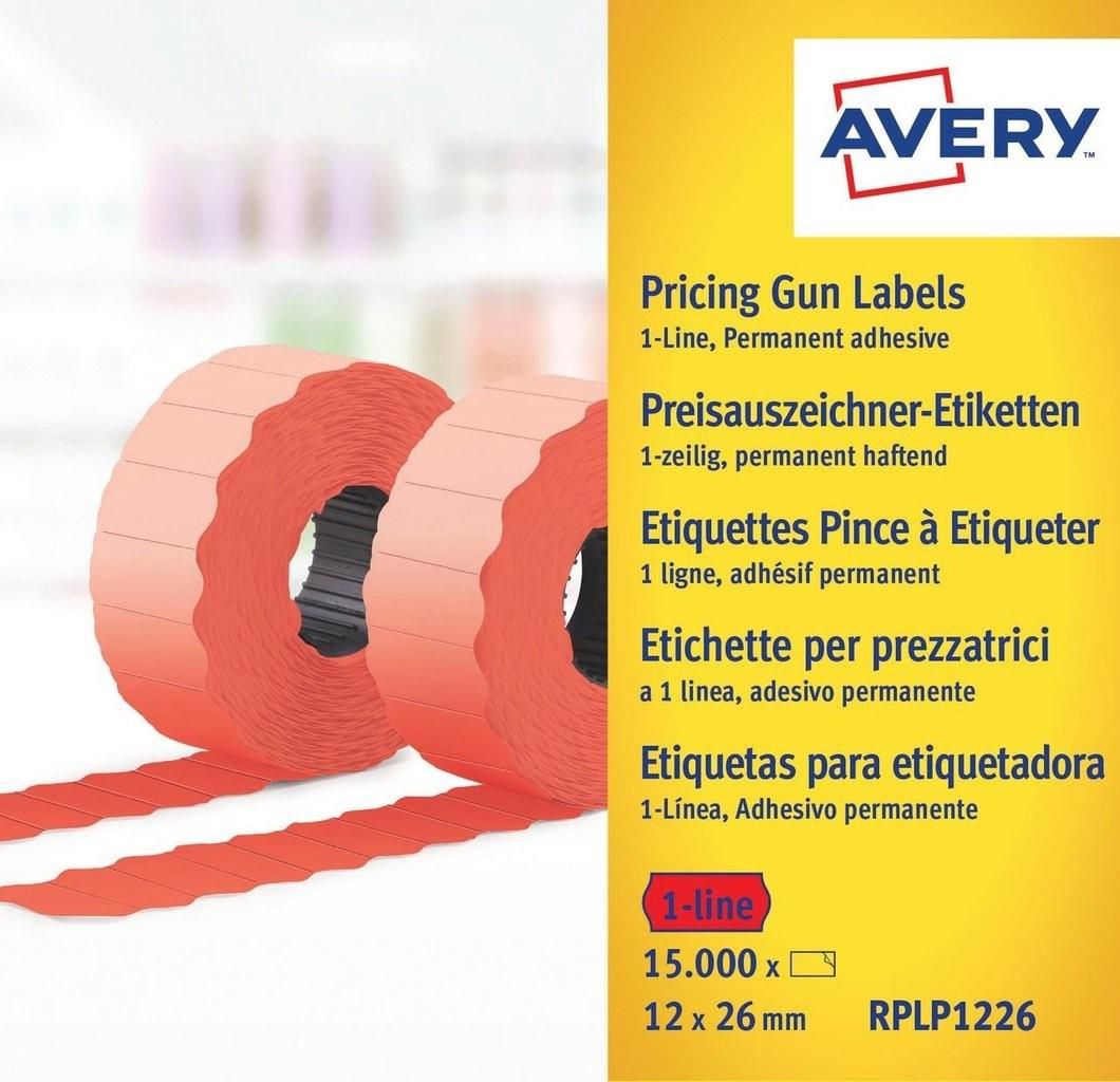 ZWECKFORM AVERY Preisauszeichner-Etiketten, 26 x 12 mm, rot Etiketten-Rolle, 1-zeilig, permanent haf