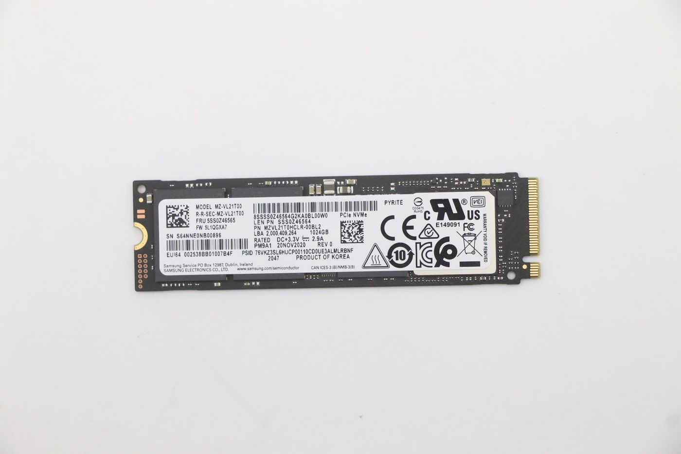 5SS0Z46565, Lenovo 1TB M.2 2280 SSD, PCIe 4.0 interface, NVMe 1.3