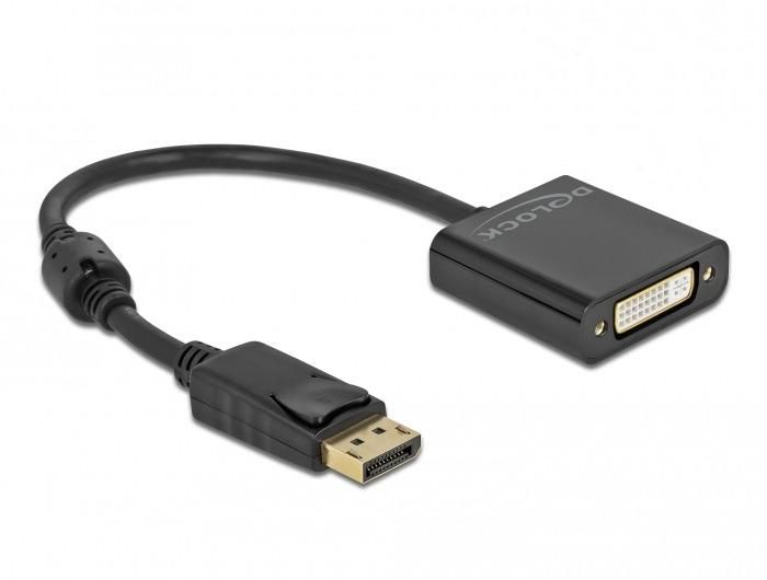 DELOCK Adapter DisplayPort 1.2 Stecker zu DVI Buchse 4K Aktiv schwarz