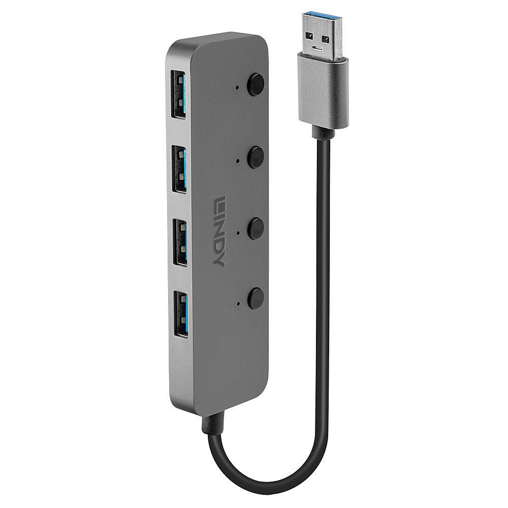 Lindy 43309 W128456995 4 Port USB 3.0 Hub with 