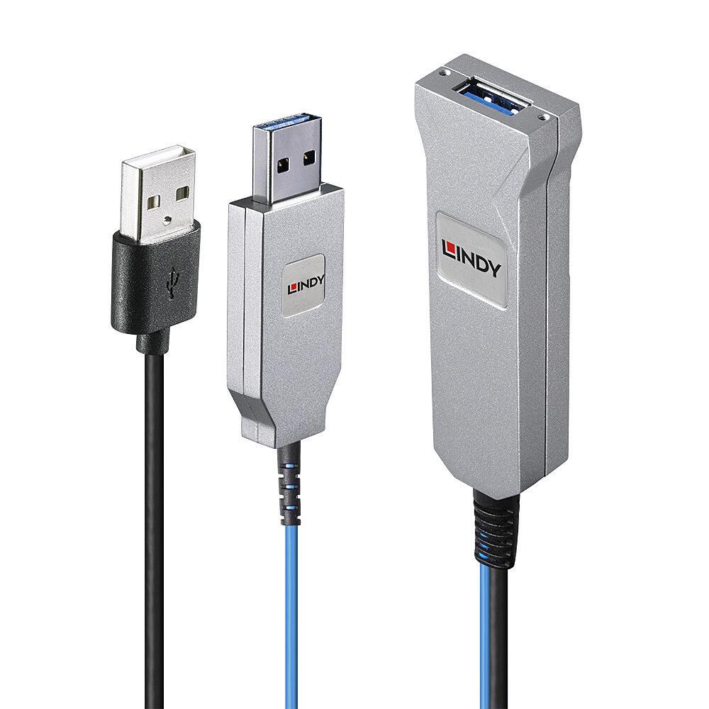 Lindy 43346 W128457006 100m Fibre Optic USB 3.0 Cable 