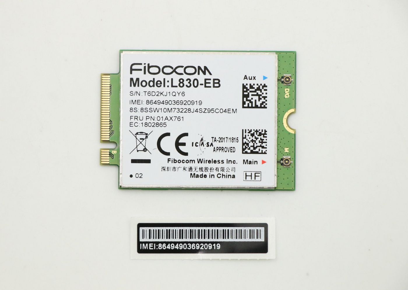 Lenovo 01AX761-RFB W127071211 Wireless card - 
