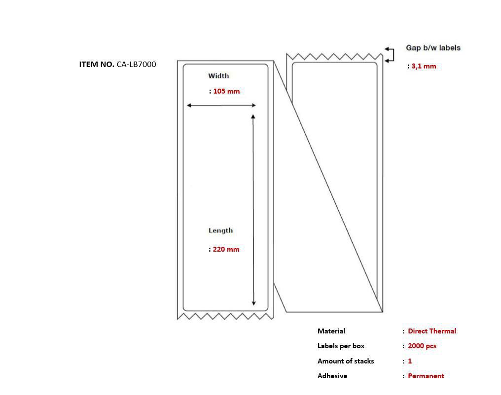 Ship-label 105 x 220mm,