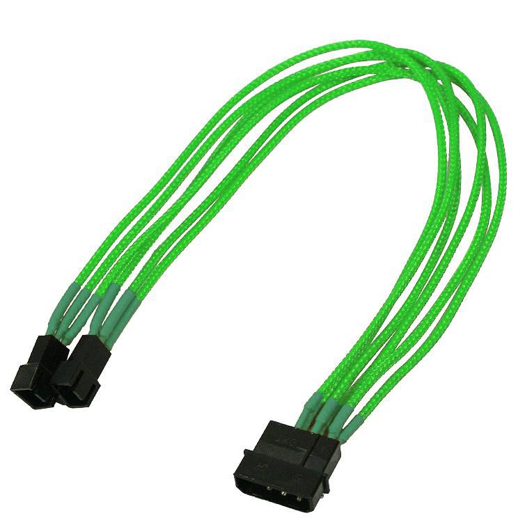 NANOXIA Kabel Nanoxia 4-Pin auf 2 x 3-Pin, Single, 30 cm, neon-grün