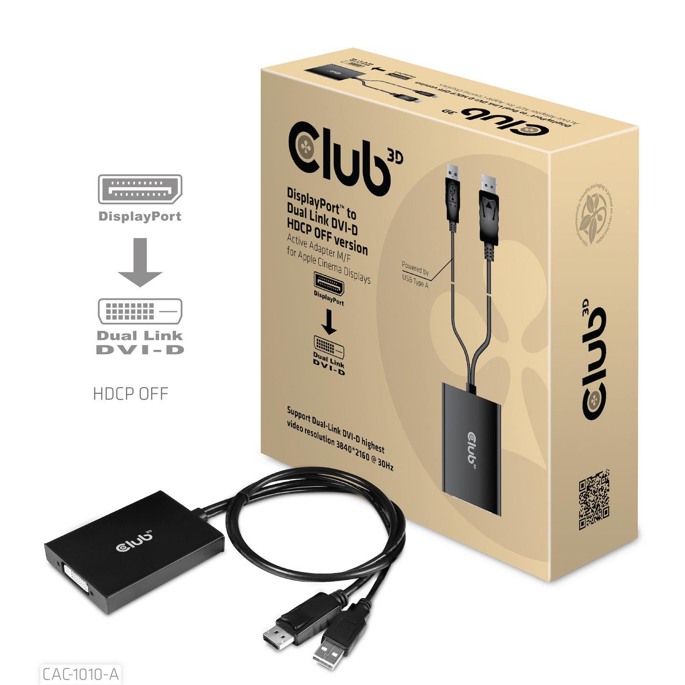 Club3D CAC-1010-A W128560177 Displayport To Dual Link 
