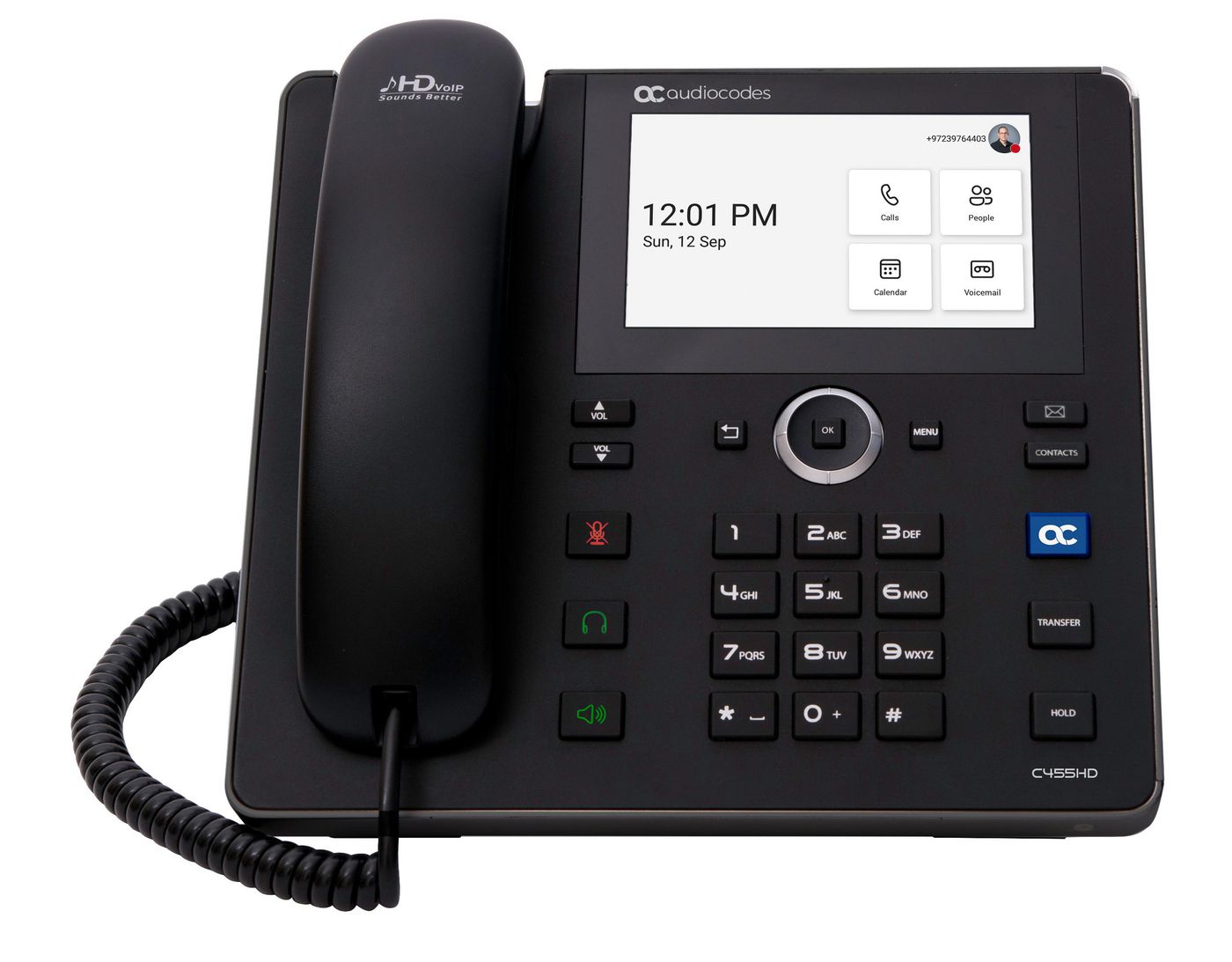AUDIOCODES C455HD - VoIP-Telefon mit Rufnummernanzeige - RTCP, RTP, SRTP - 8 Leitungen