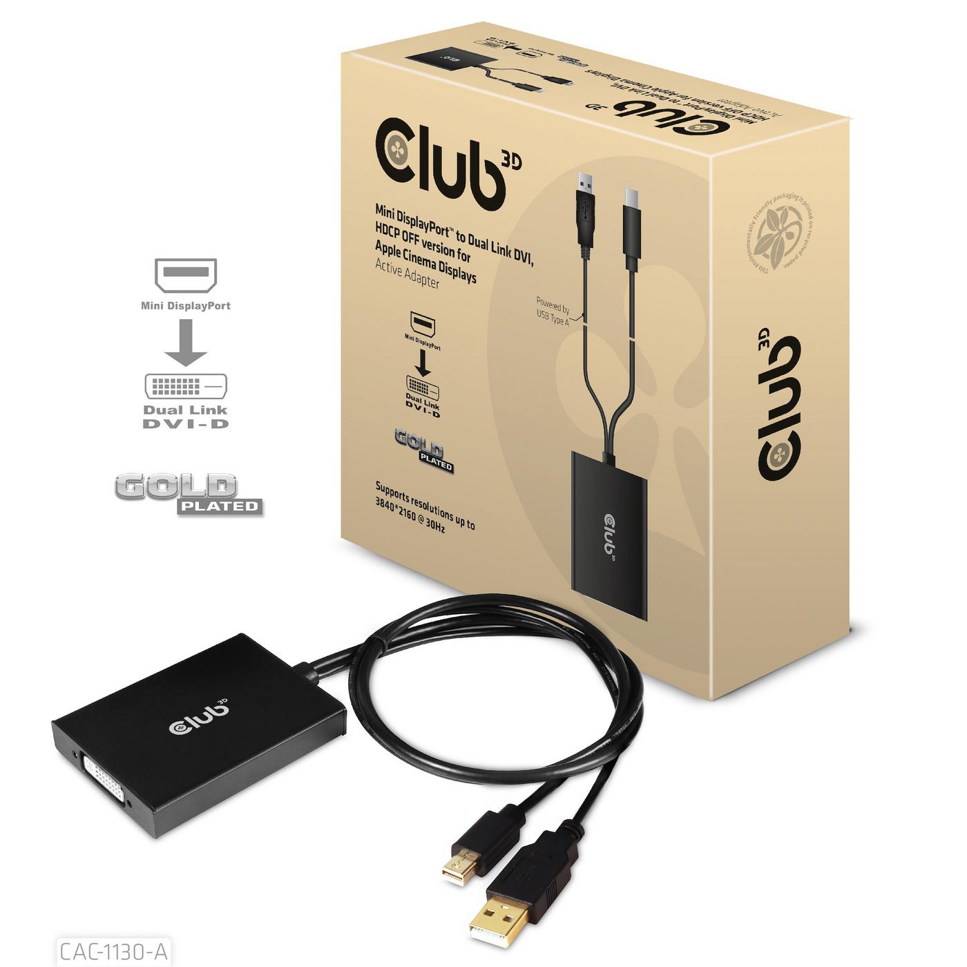 Club3D CAC-1130-A W128561514 Mini Displayport To Dual Link 