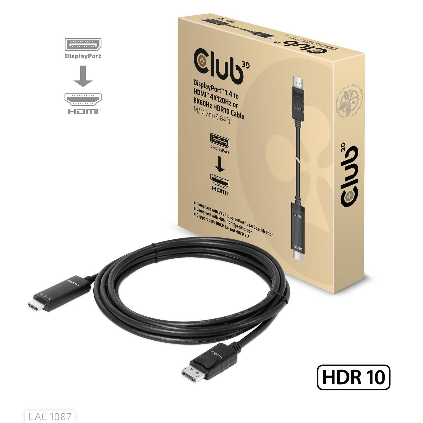 Club3D CAC-1087 W128561713 Displayport 1.4 To Hdmi 