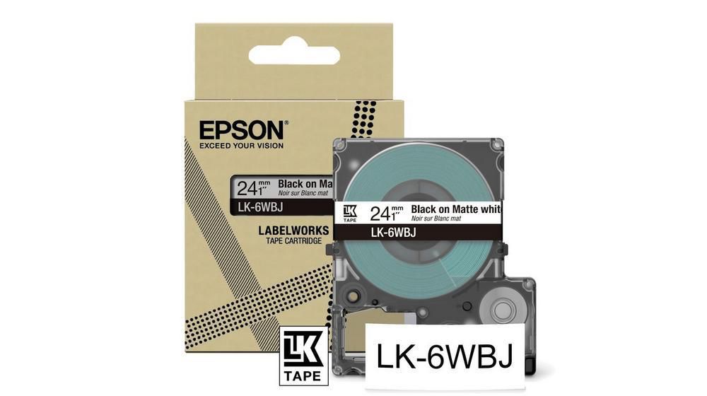 EPSON Matte White/Black 24mm LK-6WBJ