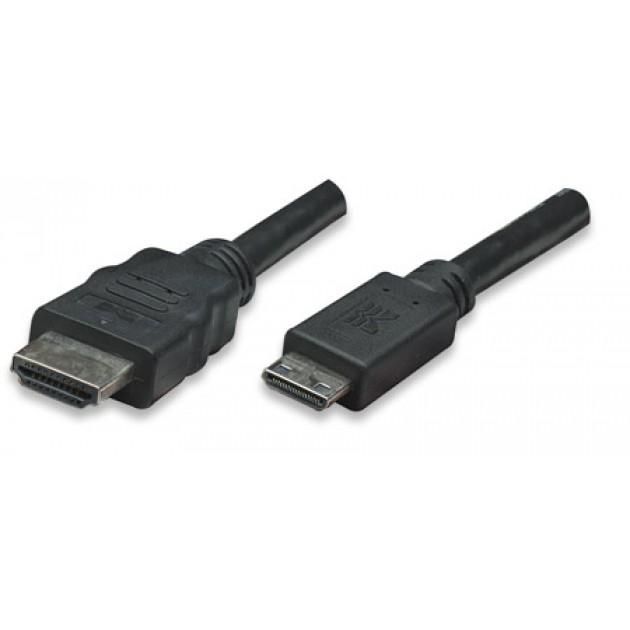 TECHLY HDMI kabel High Speed mit Ethernet-Mini HDMI, 1,8m sw