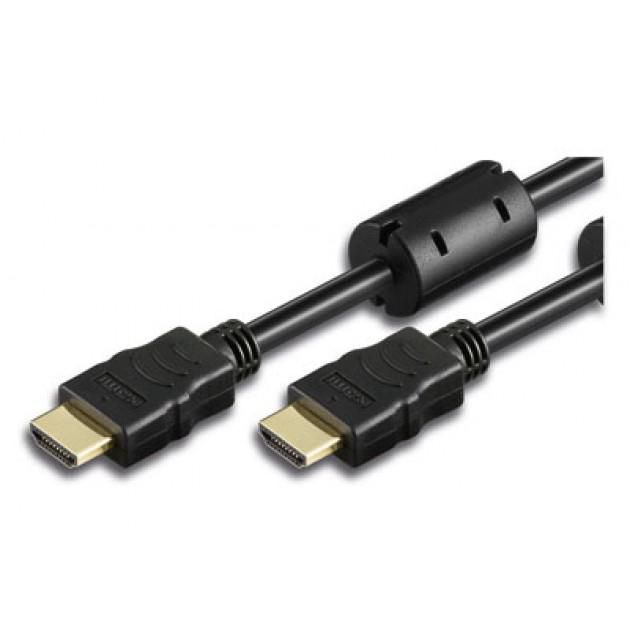 TECHLY HDMI Kabel High Speed mit Ethernet mit Ferrit 5m sw