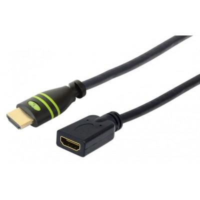 TECHLY HDMI High Speed Verlaengerungskabel 5m schwarz mit Ethernet 4K 30Hz 19pol.HDMI Stecker auf 19