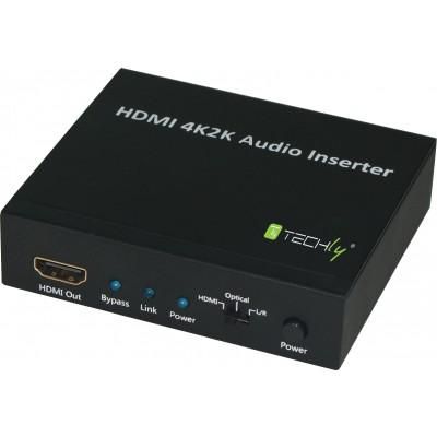 TECHLY HDMI/DVI Audio Inserter Konverter schwarz Ermoeglicht eine 4Kx2K Aufloesung und 3D-Signal