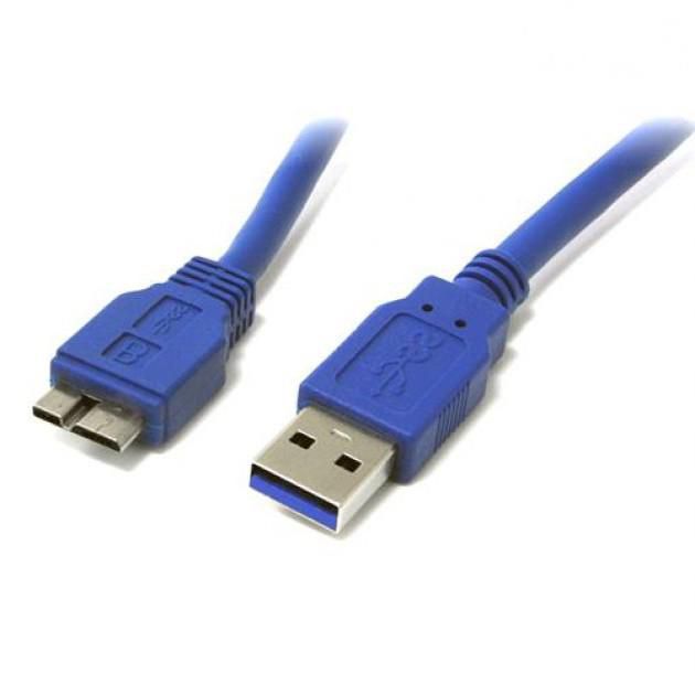TECHLY USB3.0 Flachkabel Stecker TypA-Steck. Micro B 0,5m bl