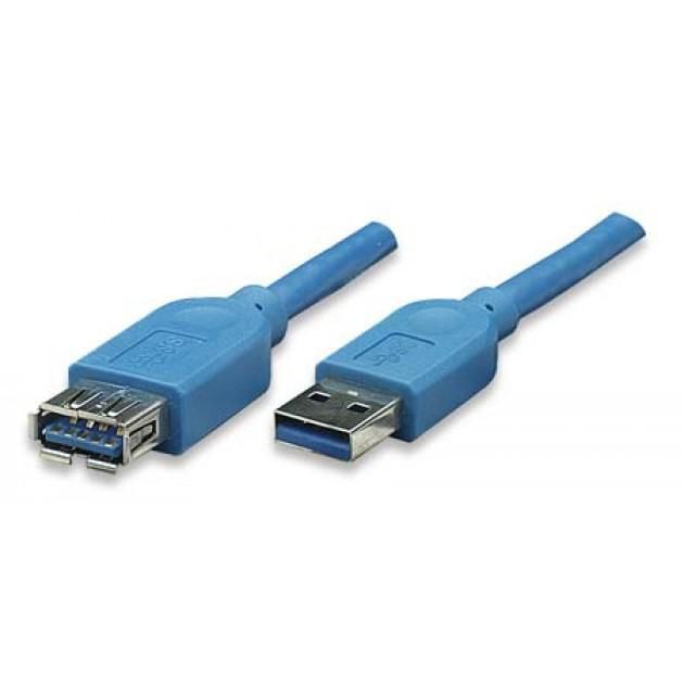 TECHLY USB3.0 Verlängerungskabel Stecker/Buchse TypA 2m blau