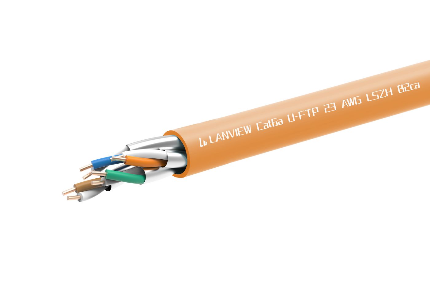 Lanview LVN122153 cavo di rete Arancione 305 m Cat6a (CAT6a U-FTP network cable - LSZH, B2CA, Orange, 305m - 0.56mm wire - Warr