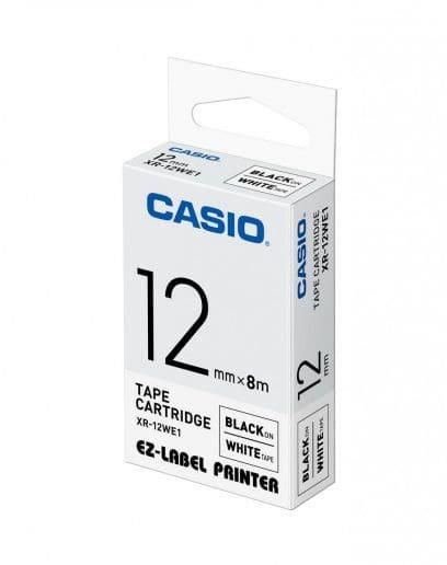 Casio XR12WE1 Black on White 1 Pack 12mmx8m 