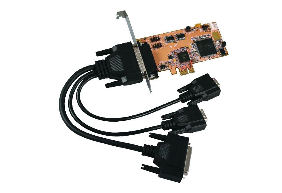 EXSYS EX-44343 PCIe 2x seriell/1x parall mit LowProfile Bügel und Octopus Kabel