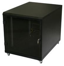 TRITON 19\" Box 12HE - Delta C - schwarz mit Glastür inkl. Rollen RAL9005  B/H/T 600x620x1000mm