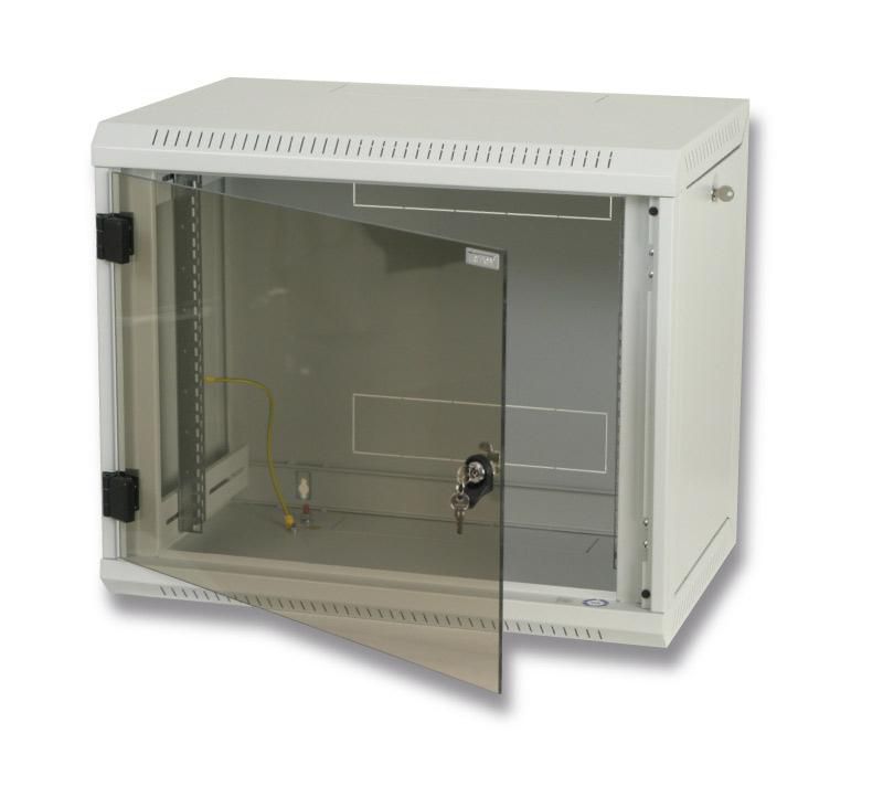 Rack a parete rua 9u/500 mm lato rimovibile+porta di vetro