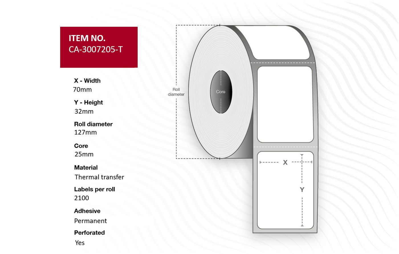 Label 70 x 32mm, Core 25mm,