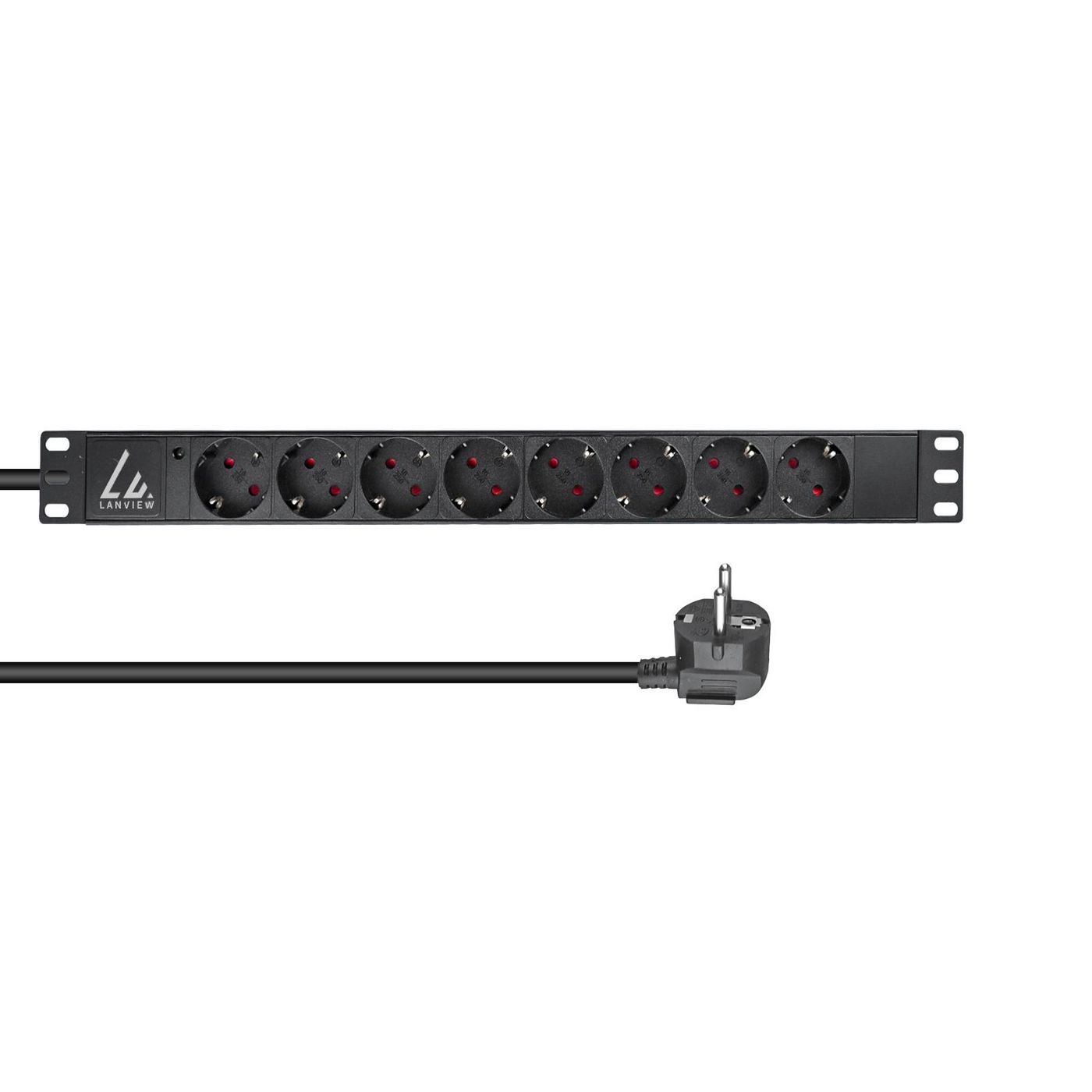 Lanview LVR-2MSCH-LIC-SCH8 unitÃ  di distribuzione dell'energia [PDU] 8 presa[e] AC 1U Nero (19" rack mount power strip, - 1U