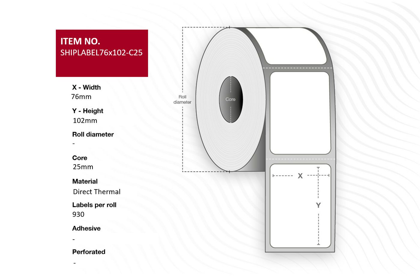 Ship-label 76 x 102mm, Core