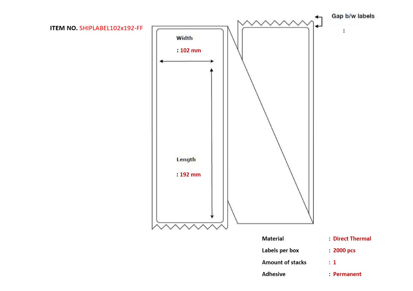 Ship-label 102 x 192mm,