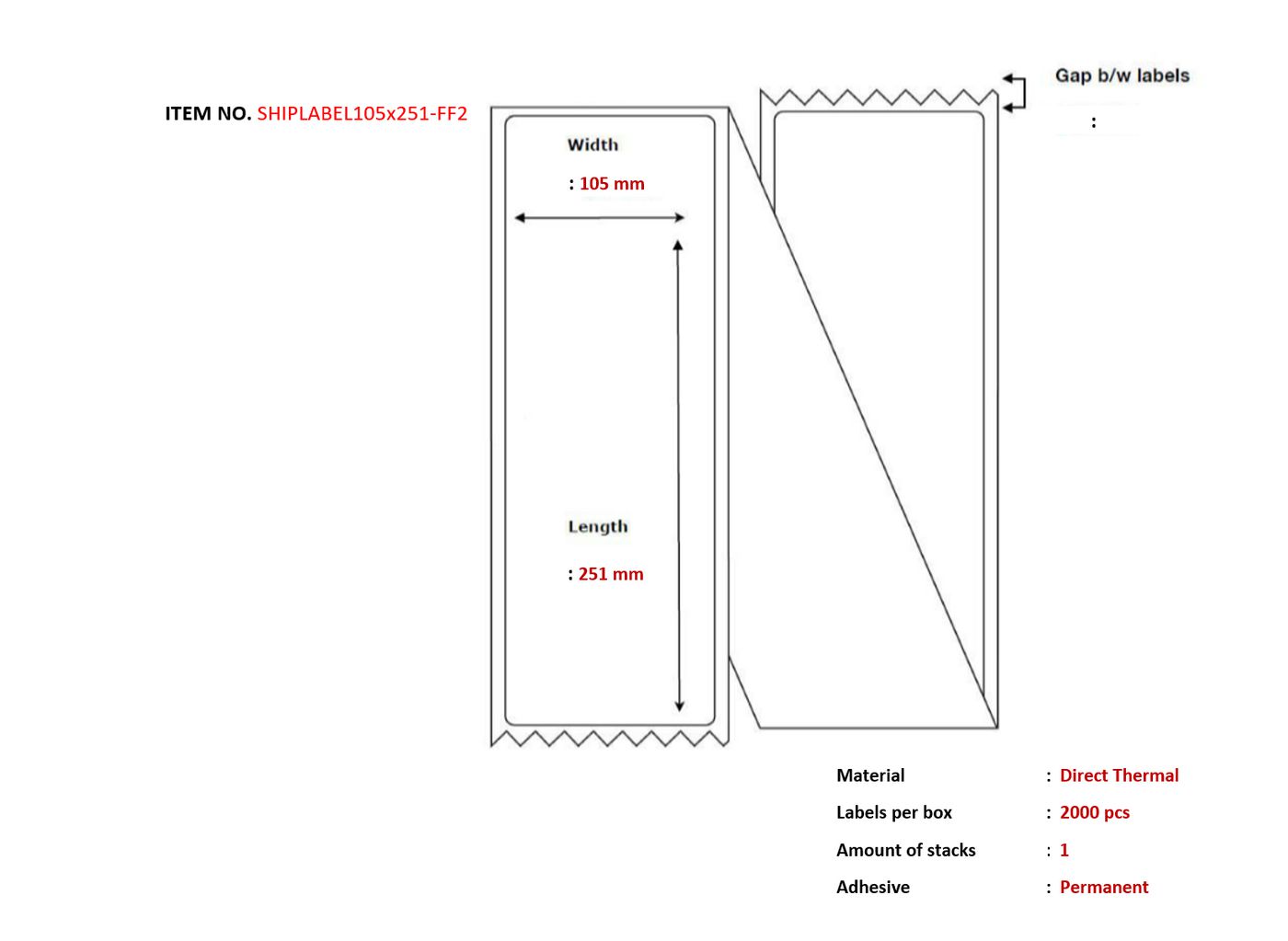 Ship-label 105 x 251mm,