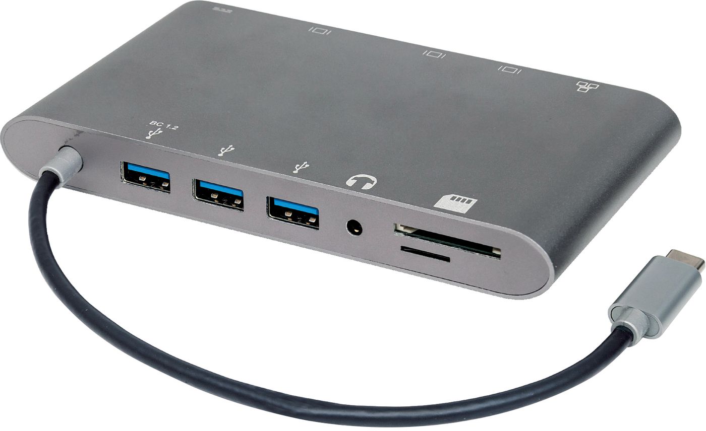 Manhattan 152808 replicatore di porte e docking station per laptop Cablato USB 3.2 Gen 1 (3.1 Gen 1) Type-C Argento