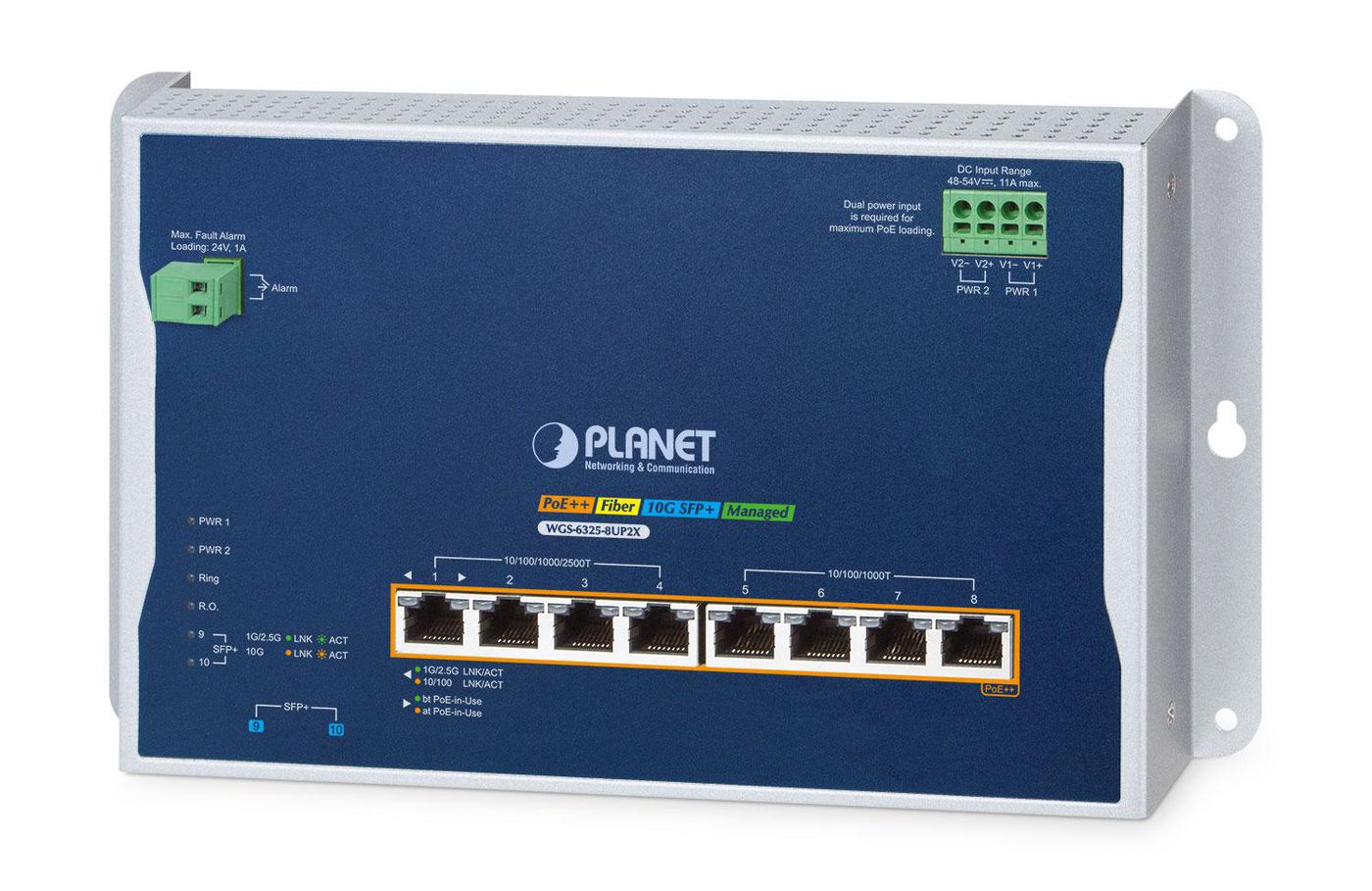 Planet WGS-6325-8UP2X W128803290 IP30 Industrial L3 4-Port 
