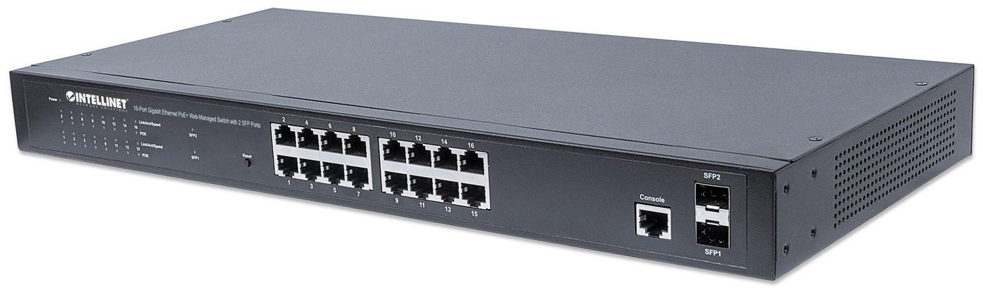 Intellinet 561341 16-Port Gigabit Ethernet PoE+ 
