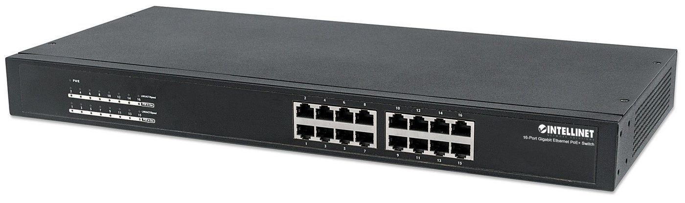 Intellinet 560993 16-Port Gigabit Ethernet PoE+ 