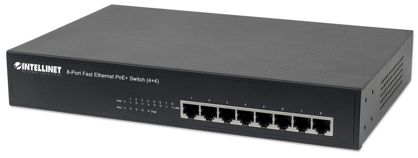 Intellinet 561075 8-Port Fast Ethernet PoE+ 