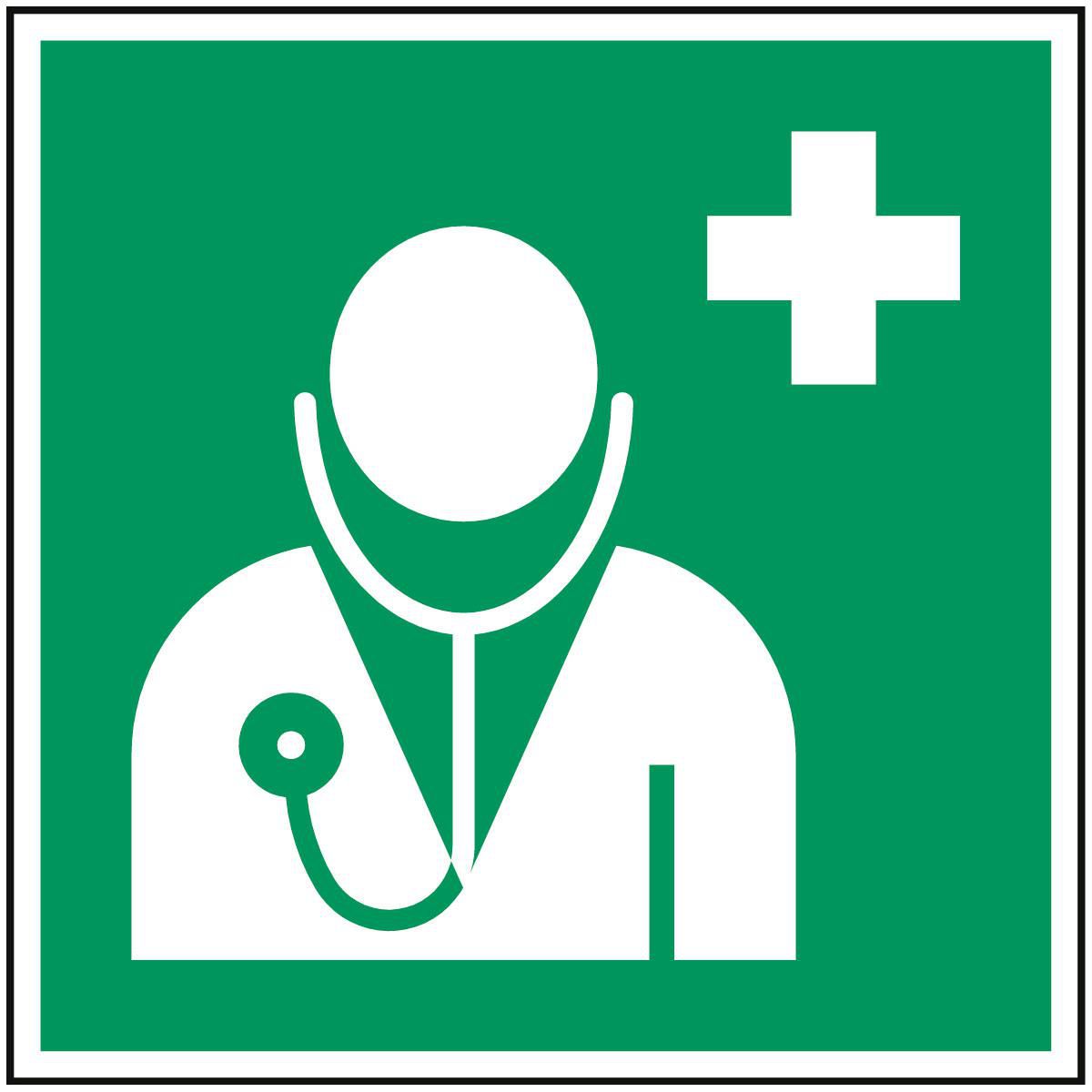 Brady PIC E009-148X148-PP-CRD1 W128403330 ISO Safety Sign - Doctor 