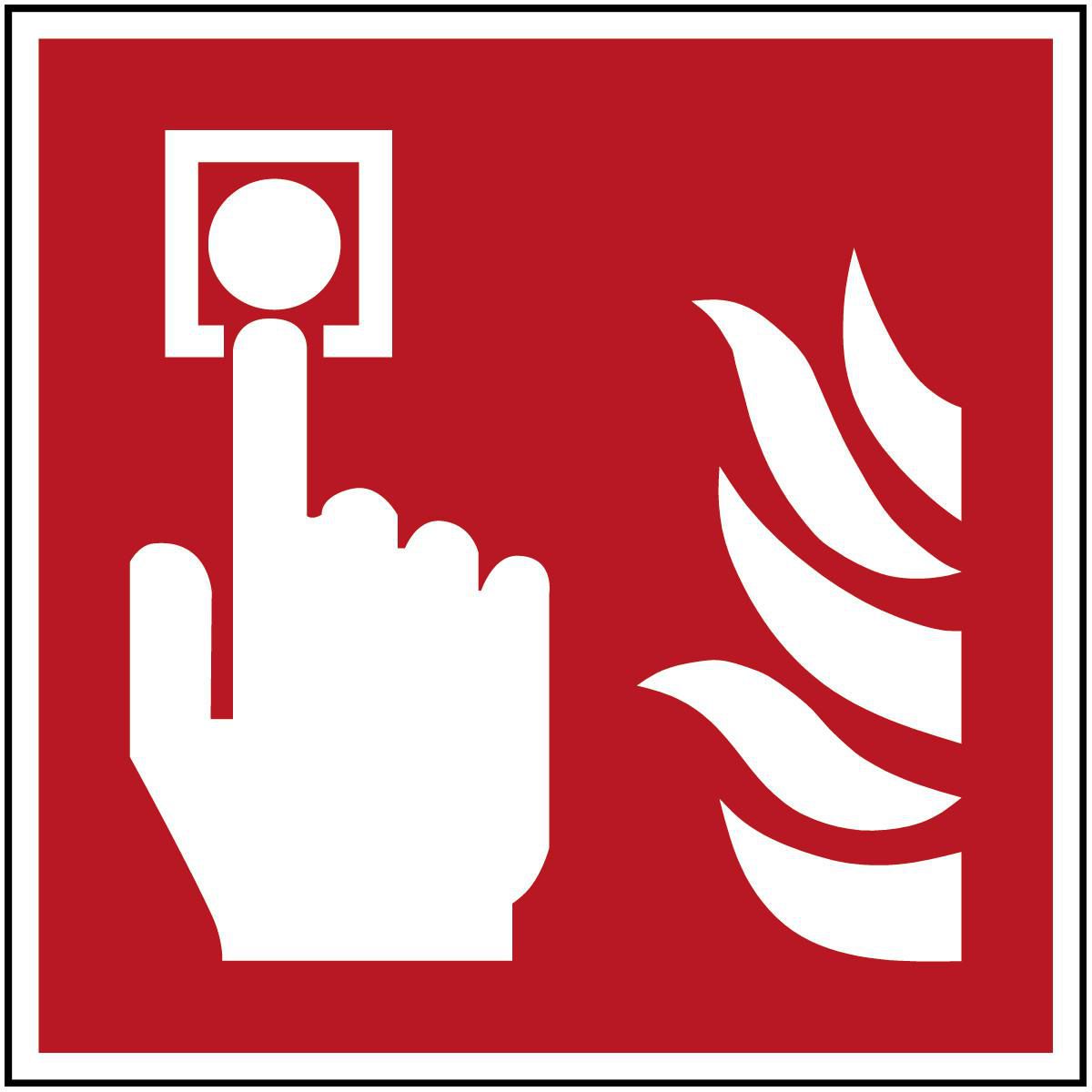 BRADY ISO 7010-Sicherheitsschild - Brandmelder, Vierkant, Weiss auf rot, Polyester, 1Stück (PIC F005