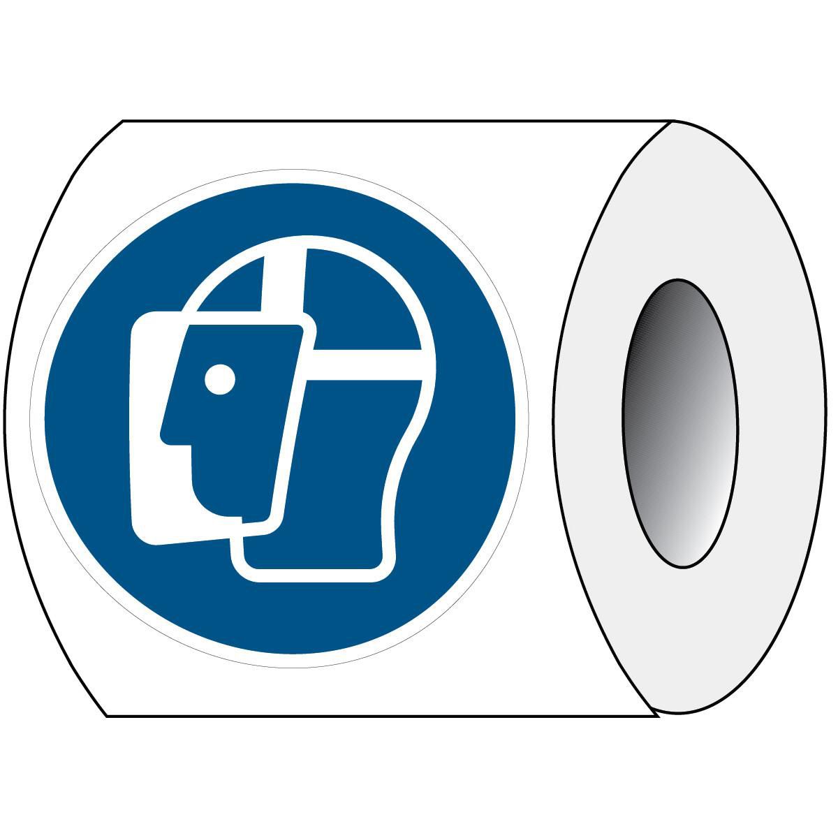 Brady PIC M013-DIA 100-PE-ROLL1 W128422485 ISO Safety Sign - Wear face 