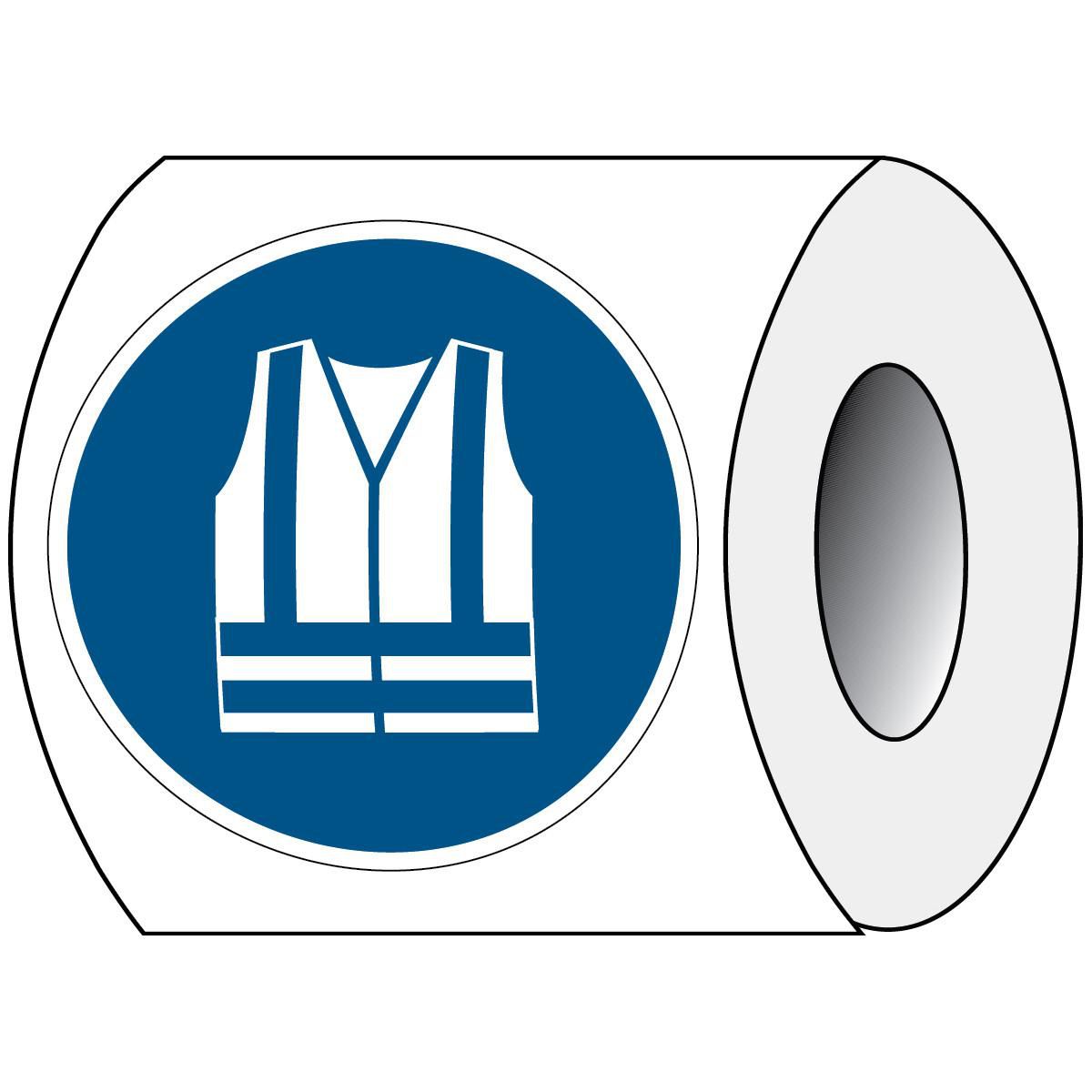 Brady PIC M015-DIA 025-PE-ROLL1 W128422547 ISO Safety Sign - Wear high 