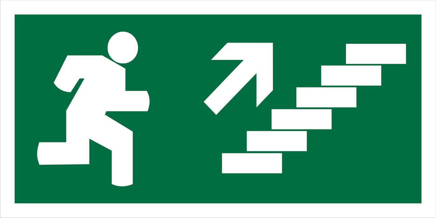 200x100 UP RIGHT STAIR SIGN