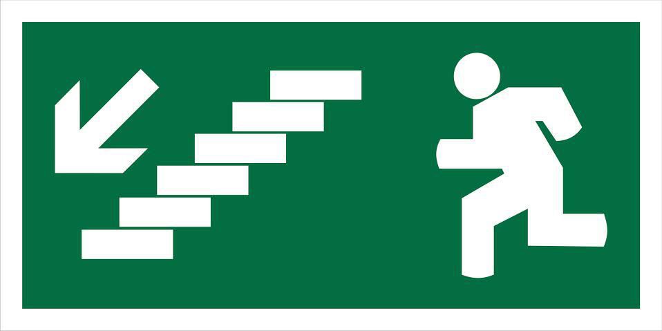 200x100 DOWN LEFT STAIR SIGN