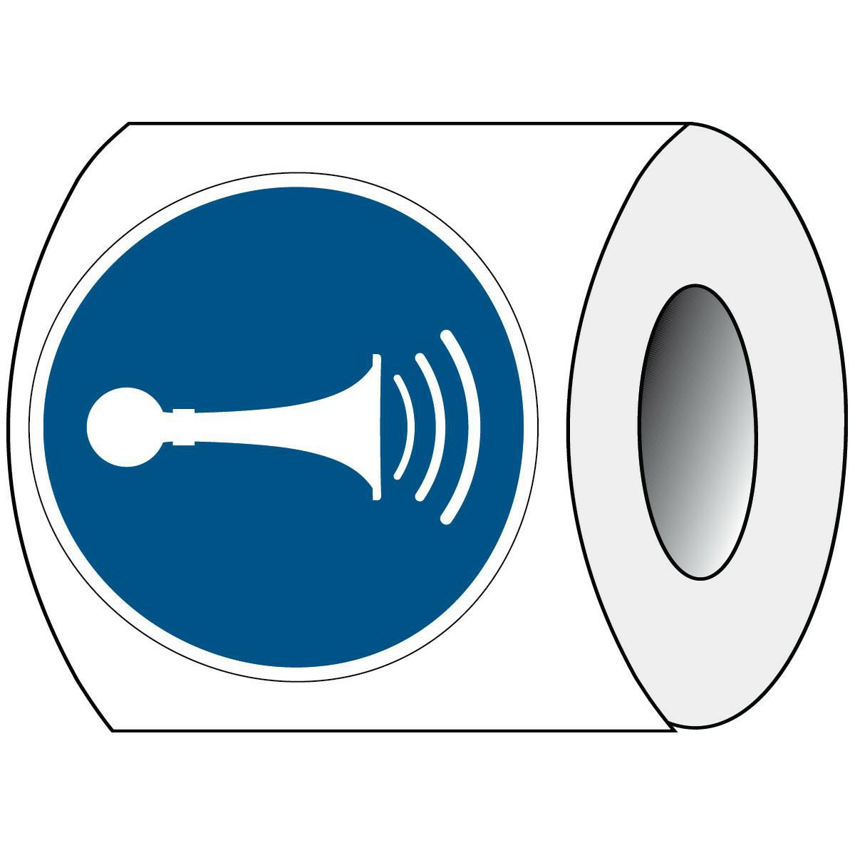 Brady PIC M029-DIA 025-PE-ROLL1 W128401851 ISO Safety Sign - Sound horn 