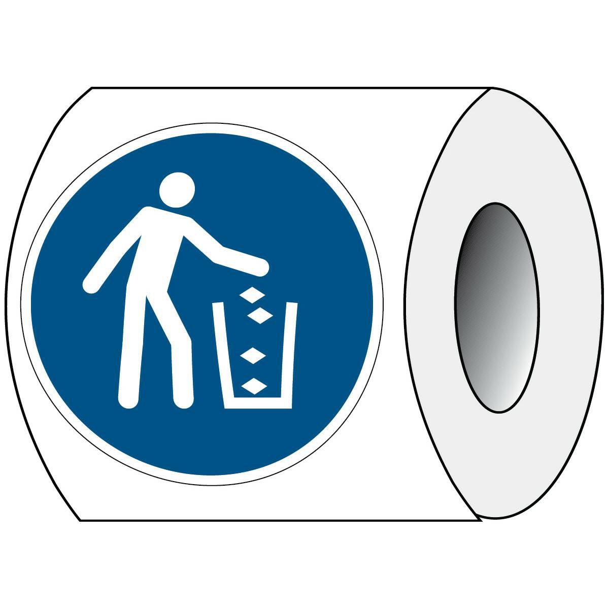 Brady PIC M030-DIA 025-PE-ROLL1 W128418418 ISO Safety Sign - Use litter 
