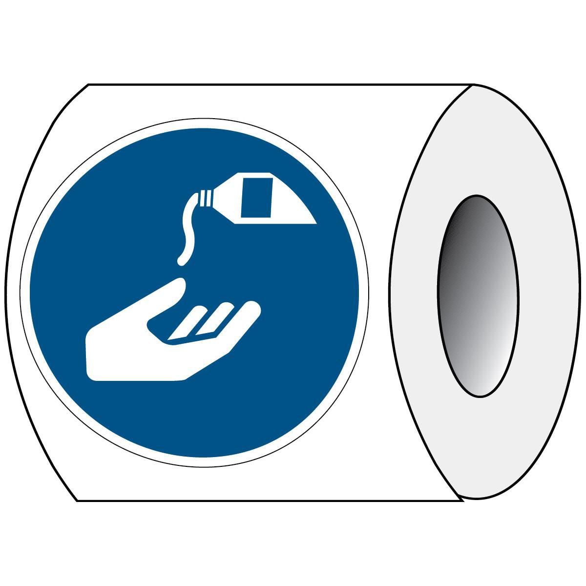Brady PIC M022-DIA 025-PE-ROLL1 W128419166 ISO Safety Sign - Use barrier 